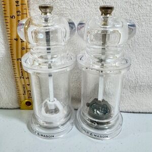 Cole Mason Mr Dudley Acrylic Mid Century Modern Pepper/Salt Mill set England